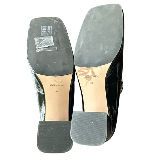 & Other Stories Patent Leather Mary Jane Black Pumps Size 41 US 10 Blocked Heel - Picture 8 of 11